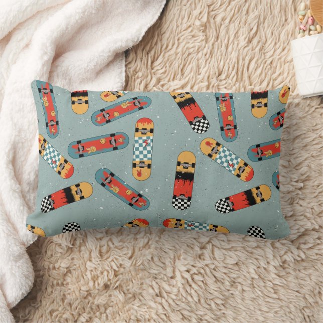 Cojín Lumbar Patrón de Guay azul para el patinador retro (Manta)