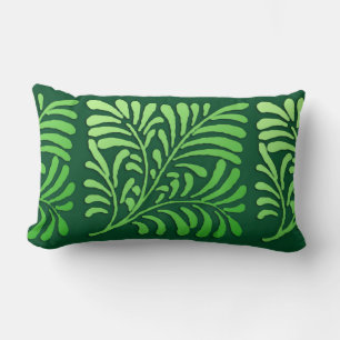 Cojín Lumbar Patrón de helecho art decó - tonos verdes