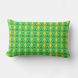 Cojín Lumbar Patrón de hexágono amarillo verde trébol