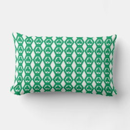 Cojín Lumbar Patrón de Hexágono Blanco Verde Trébol