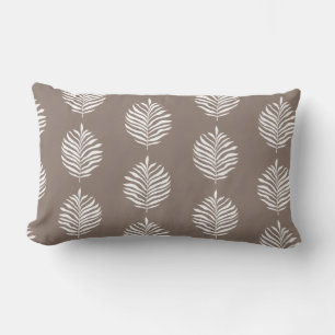 Cojín Lumbar Patrón de hoja de palma costera gris taupe
