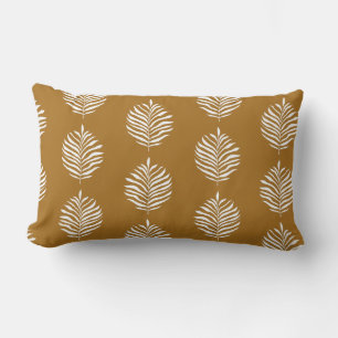 Cojín Lumbar Patrón de hoja de palma minimalista en ocre dorado
