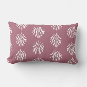 Cojín Lumbar Patrón de hoja de palma minimalista rosa polvorien