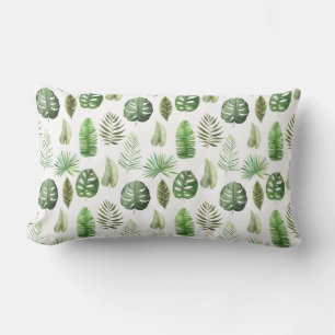Cojín Lumbar Patrón de hoja tropical de color agua