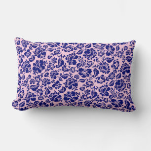 Cojín Lumbar Patrón de hojas.13.bw BG rosa