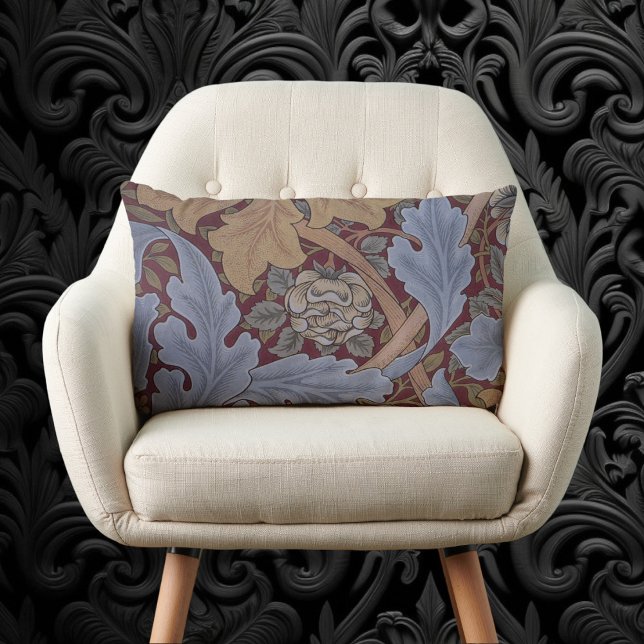 Cojín Lumbar Patrón de hojas de St. James Acanthus por William  (St. James Acanthus Pattern by William Morris Lumbar Pillow)