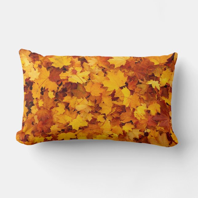 Cojín Lumbar Patrón de hojas otoñales (Anverso)