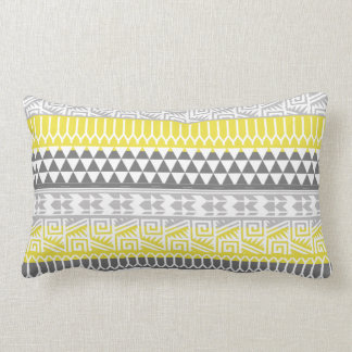 Cojín Lumbar Patrón de impresión tribal azteca gris amarillo ge