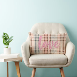 COJÍN LUMBAR PATRÓN DE LA PLACA AZUL Y ROSA DE LA COLCHA CON AM