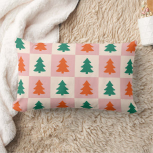 Cojín Lumbar Patrón de los árboles de Navidad retro de moda lin