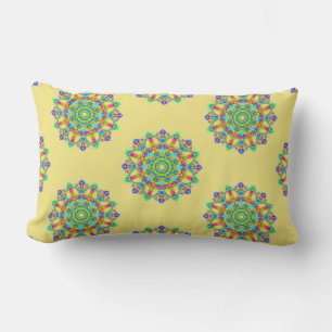 Cojín Lumbar Patrón de Mandala amarillo boho