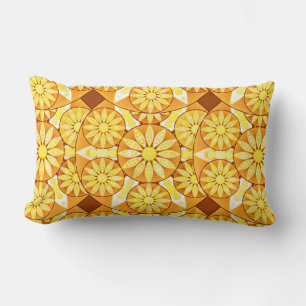 Cojín Lumbar Patrón de Mandala, amarillo, dorado y marrón