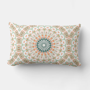 Cojín Lumbar Patrón de Mandala Moderno Naranja y Verde