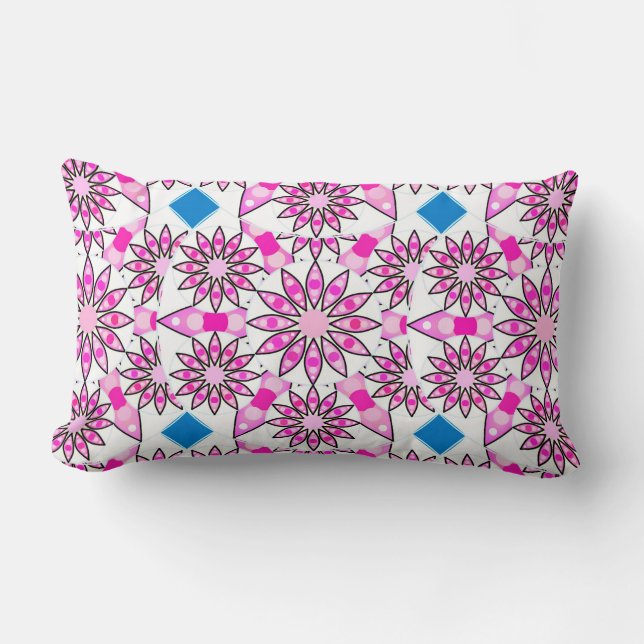 Cojín Lumbar Patrón de Mandala, rosa, rosa caliente, (Anverso)