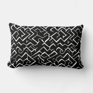 Cojín Lumbar Patrón de meandro negro y blanco   Gótico moderno