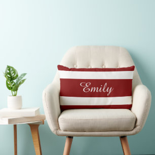 Cojín Lumbar Patrón de Monograma de Nombre Personalizado Rayas