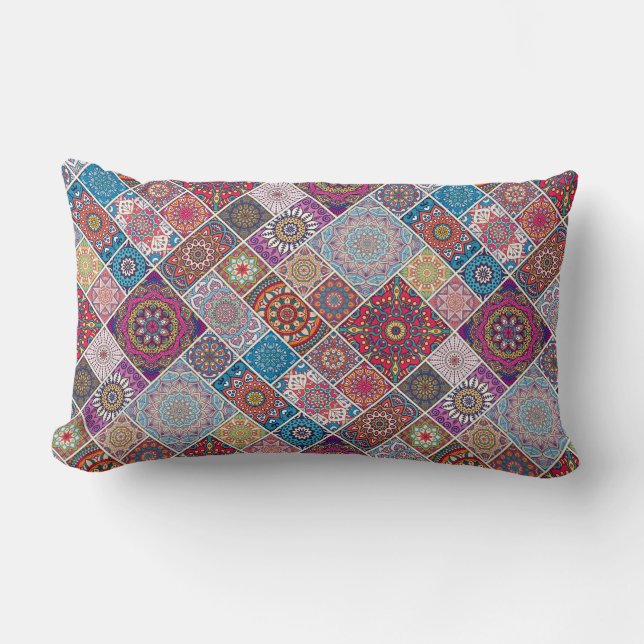 Cojín Lumbar Patrón de mosaico de Mandala (Anverso)