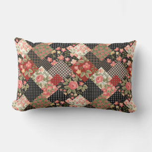 Cojín Lumbar Patrón de mosaico Flores Polka Dot Plano Geométric