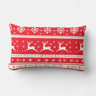 Cojín Lumbar Patrón de Navidad con renos y copos de nieve