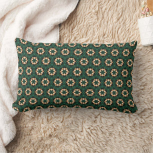 Cojín Lumbar Patrón de Navidades dorados y verdes