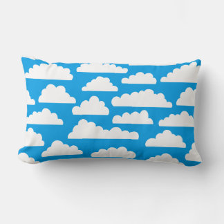 Cojín Lumbar Patrón de nubes fluorescentes - blanco sobre azul