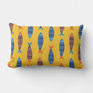 Cojín Lumbar Patrón de peces brillantes sin fisuras. Mano coste