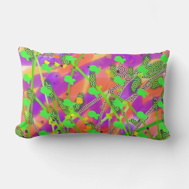 Cojín Lumbar Patrón de peces verdes (Anverso)