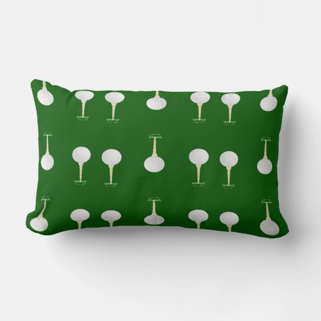 Cojín Lumbar Patrón de pelotas de golf en verde (Anverso)