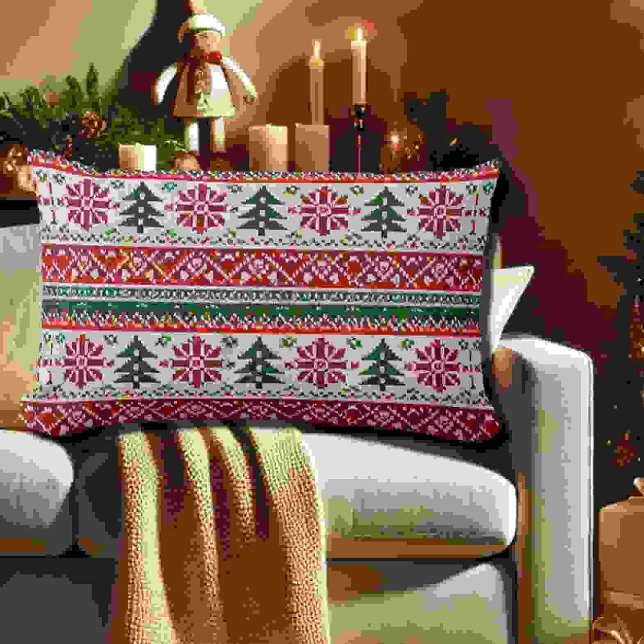 Cojín Lumbar Patrón de punto festivo con estrellas (Subido por el creador)