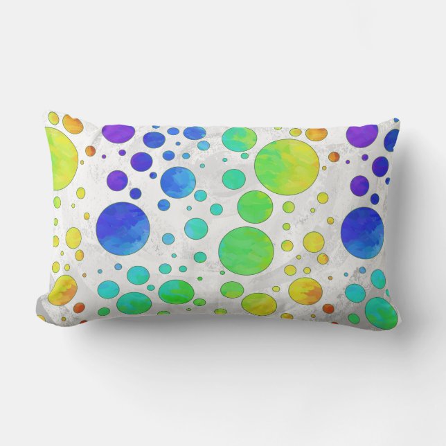 Cojín Lumbar Patrón de punto Icy Polka Rainbow (Anverso)