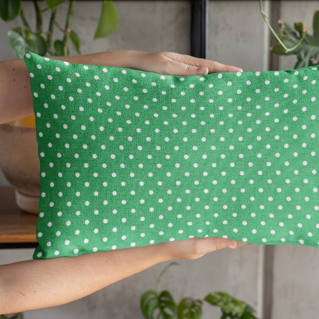 Cojín Lumbar Patrón de puntos de polka verde lindo (Subido por el creador)
