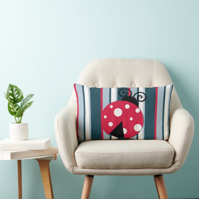 Cojín Lumbar Patrón de rayas azules blancas rojas (Silla)