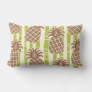 Cojín Lumbar Patrón de rayas de bambú y piña Tiki