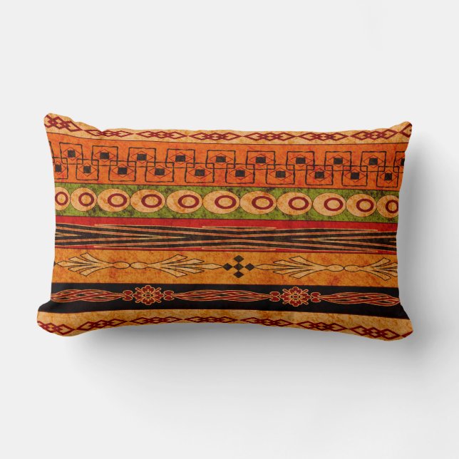 Cojín Lumbar Patrón de rayas étnicas africanas. (Anverso)