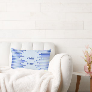 Cojín Lumbar Patrón de rayas modernas en azul pálido