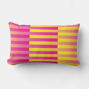 Cojín Lumbar Patrón de rayas naranja amarillo rosa