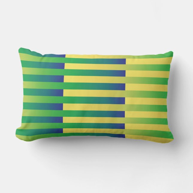 Cojín Lumbar Patrón de rayas verde amarillo azul (Anverso)