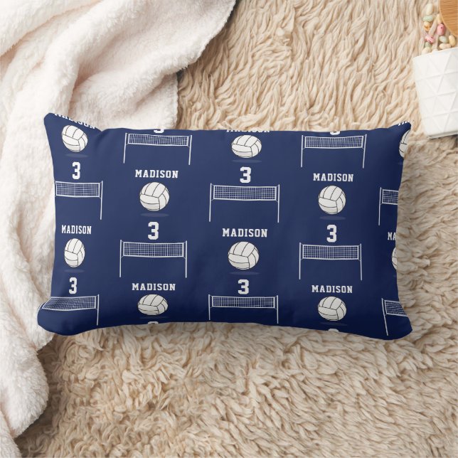 Cojín Lumbar Patrón de red y bolas de voleibol personalizadas (Manta)