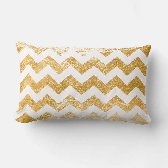 Cojín Lumbar Patrón de Relieve metalizado/plata/oro/chevron de  (Anverso)