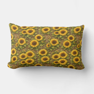 Cojín Lumbar Patrón de repetición sin fisuras de girasol brilla