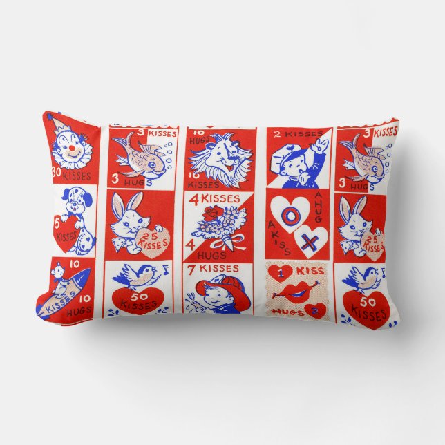 Cojín Lumbar Patrón de sello vintage de San Valentín de los año (Anverso)