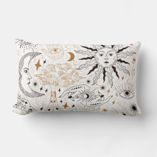 Cojín Lumbar Patrón de símbolos de elementos mágicos sin foco