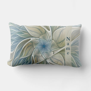 Cojín Lumbar Patrón de Sueño Floral Arte Abstracto Azul Caqui N