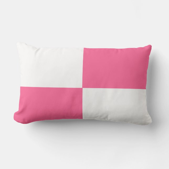 Cojín Lumbar patrón de tablero de ajedrez rosa y blanco (Anverso)