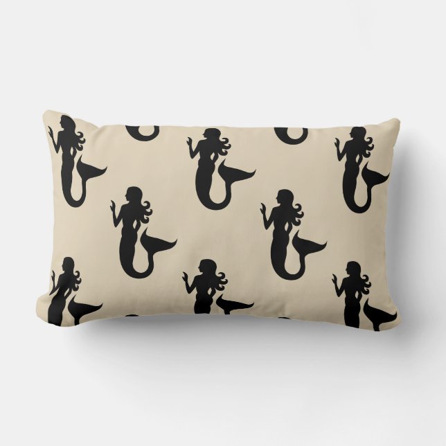 Cojín Lumbar patrón de temática náutica divertida MERMAID | (Anverso)