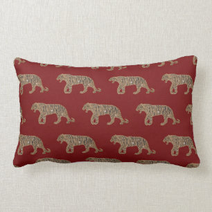 Cojín Lumbar Patrón de tigre del Purpurina rojo negro de moda