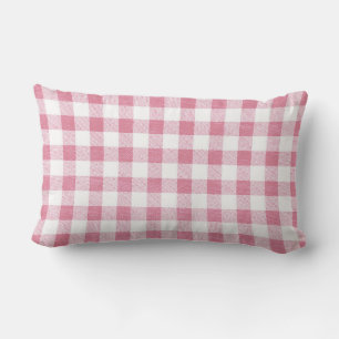 Cojín Lumbar Patrón de trazo de tracción de Gingham rosado