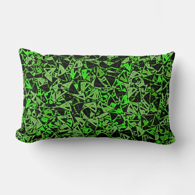 Cojín Lumbar Patrón de triángulo negro verde (Anverso)