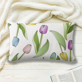Cojín Lumbar Patrón de Tulipán Colorido Moderno