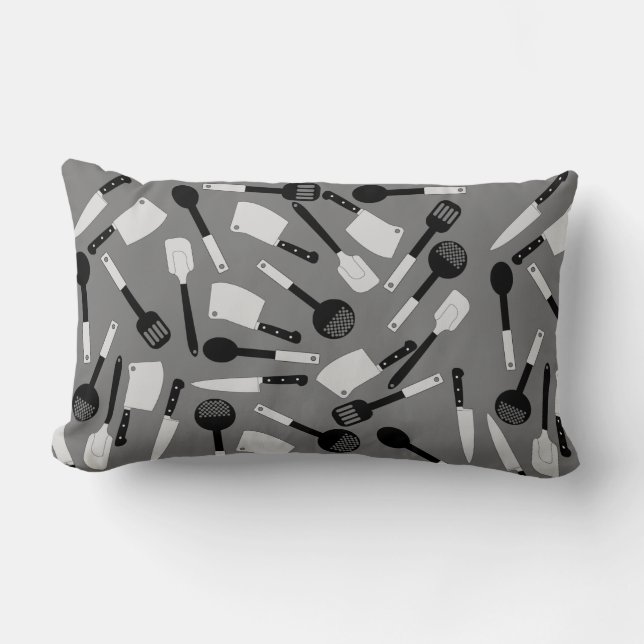 Cojín Lumbar Patrón de utensilios de cocina (Anverso)